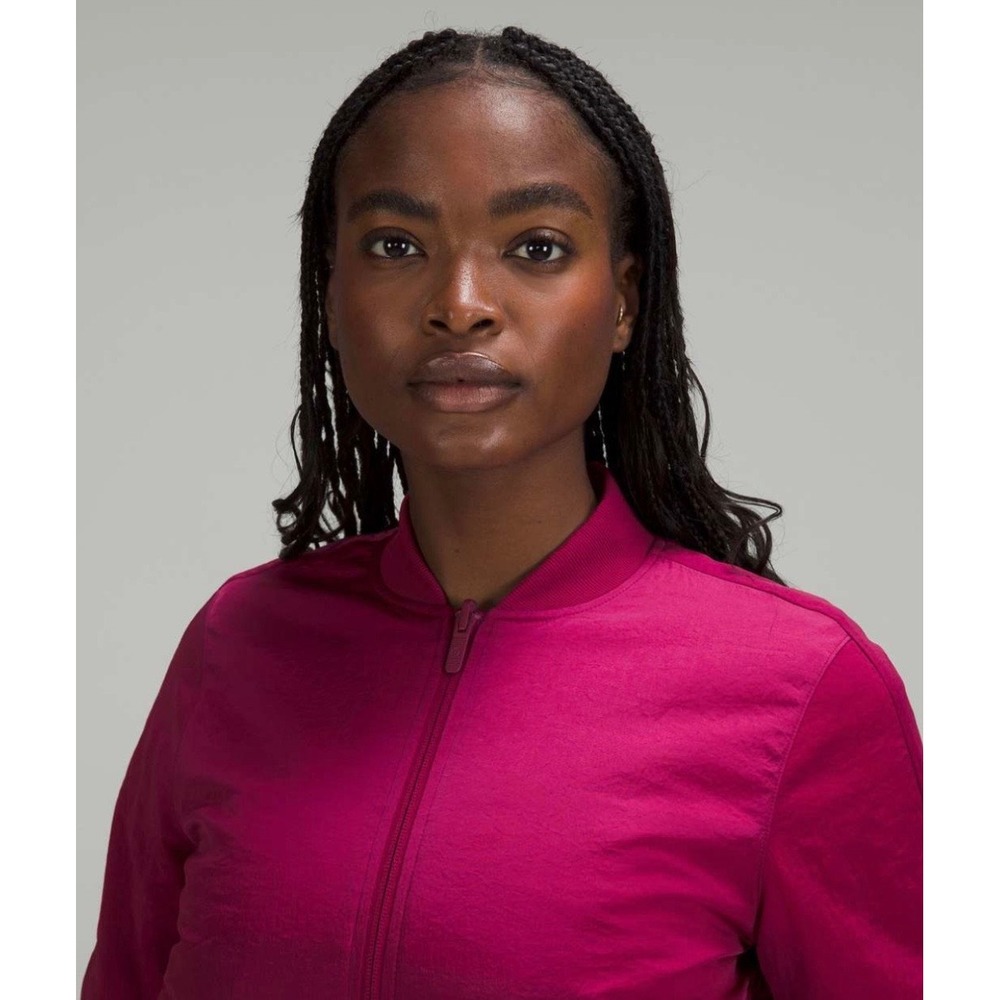 Lululemon Non-Stop Reversible Bomber Jacket‎ Pomegranate Pink Size 4 Athleisure - Picture 5 of 16